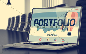 Portfolio Concept on Laptop Screen. 3D.