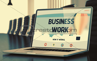Laptop Screen with Business Work Concept. 3D.