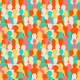 Colorful silhouettes, crowd of people seamless pattern