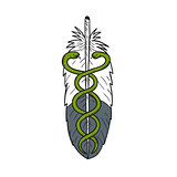 Medical Snake Eagle Feather Drawing
