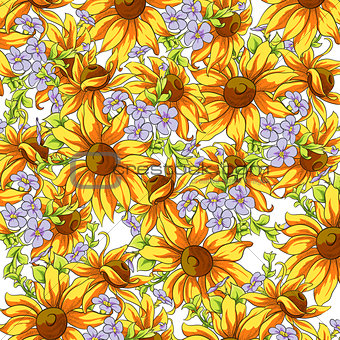 Bright background of sunflowers