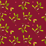 Mistletoe plant seamless vector pattern.