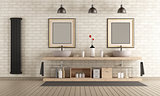 Modern bathroom with wooden furniture