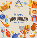 Happy Hanukkah typography card template.