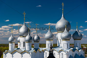 Rostov Kremlin. Domes of the Assumption Cathedral.