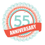 Cute Template 55 Years Anniversary with Balloons and Ribbon Vect