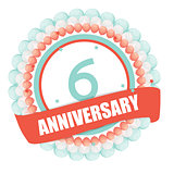 Cute Template 6 Years Anniversary with Balloons and Ribbon Vecto