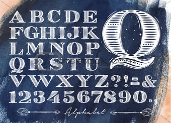 Vintage alphabet blue