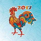 Chinese new year card with colorful rooster