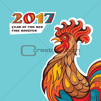Chinese new year card with colorful rooster
