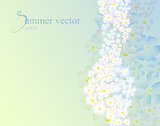 Soft blue background with cherry blossoms for a romantic design. EPS10 vector illustration