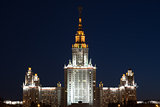 Lomonosov Moscow State University at night.