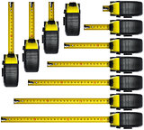 Set of Tape Measures on White Background