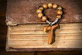 Tau - Wooden Cross and Rosary Bead