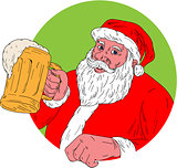 Santa Claus Drinking Beer Drawing