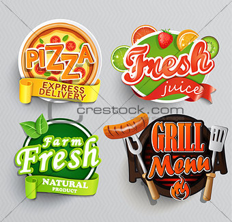 Set of stickers for food.