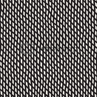 Hand Drawn Line Lattice. Vector Seamless Black and White Pattern.