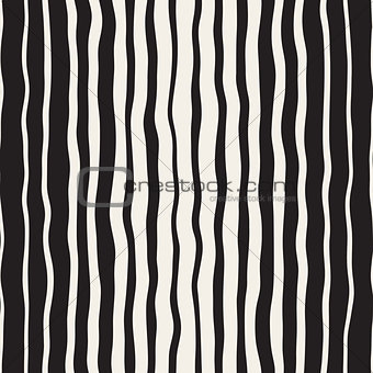 Wavy Ripple Hand Drawn Gradient Lines. Vector Seamless Black and White Pattern.