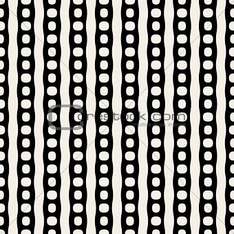 Vector Seamless Black And White Circles Parallel Lines Pattern