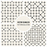 Four Vector Seamless Black and White Geometric Pattern Tiling