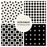 Vector Seamless Black and White Geometric Pattern Collection