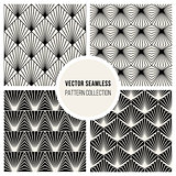 Vector Seamless BW Square Lines Geometric Pattern