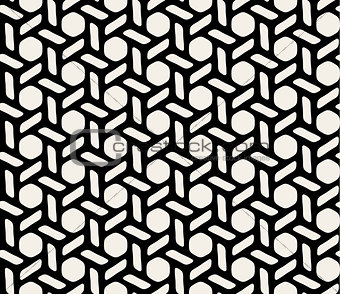 Vector Black and White Hexagonal Seamless Geometric Pattern