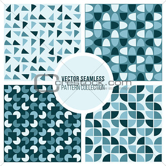 Vector Seamless Blue Round Diagram Geometric Pattern Collection
