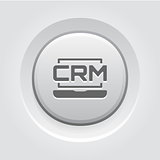 Online CRM System Icon. Grey Button Design.