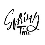 Hand lettered style spring design on a white background. Spring Time hand drawn calligraphy letters. Vector illustration