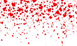 Confetti red hearts fall background