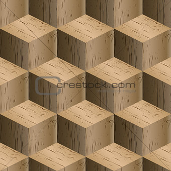 Seamless pattern of wooden cubes, vector illustration.