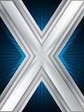 Abstract blue brochure with huge metallic X