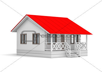 A small house with red roof