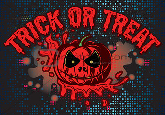 vector for Halloween with pumpkin and blood flow for advertisements or invitation