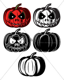 set vector templat with different Halloween pumpkins