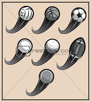 set of vector pattern for design with flying sports balls