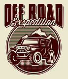 vector template for the club logo, with the SUV against the backdrop of mountains