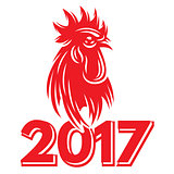 Template for calendar or greeting card with fiery red rooster