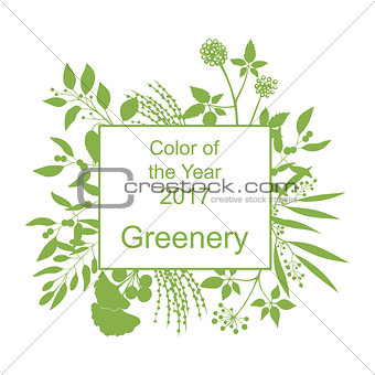 Greenery trendy background with frame
