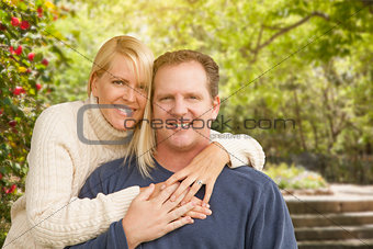 Happy Attractive Caucasian Couple in the Park