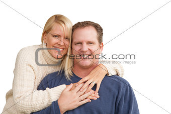 Happy Attractive Caucasian Couple on White