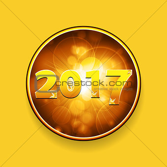 New year Twenty Seventeen border with stars on yellow background