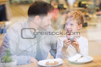 family in cafe