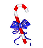 Christmas candy cane withblue bow