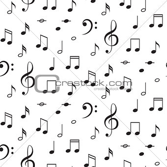 Musical notes seamless vector pattern.