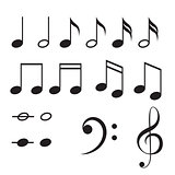 Music notes vector icon set.