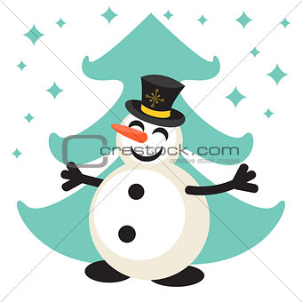 Happy snowman cartoon vector icon