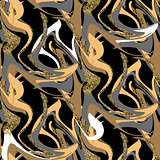 Black and gold marble floor seamless texture tile.