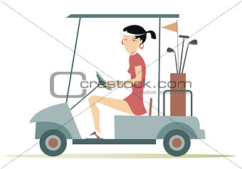 Woman in the golf cart